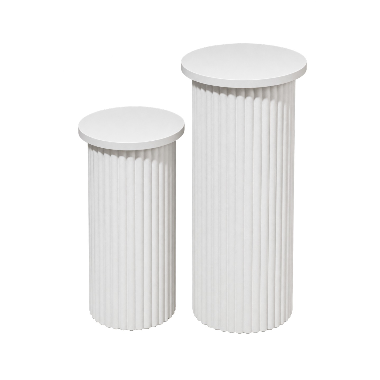 White Fluted Display Plinth Set of Two