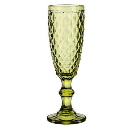 Green Diamond Cut Goblet