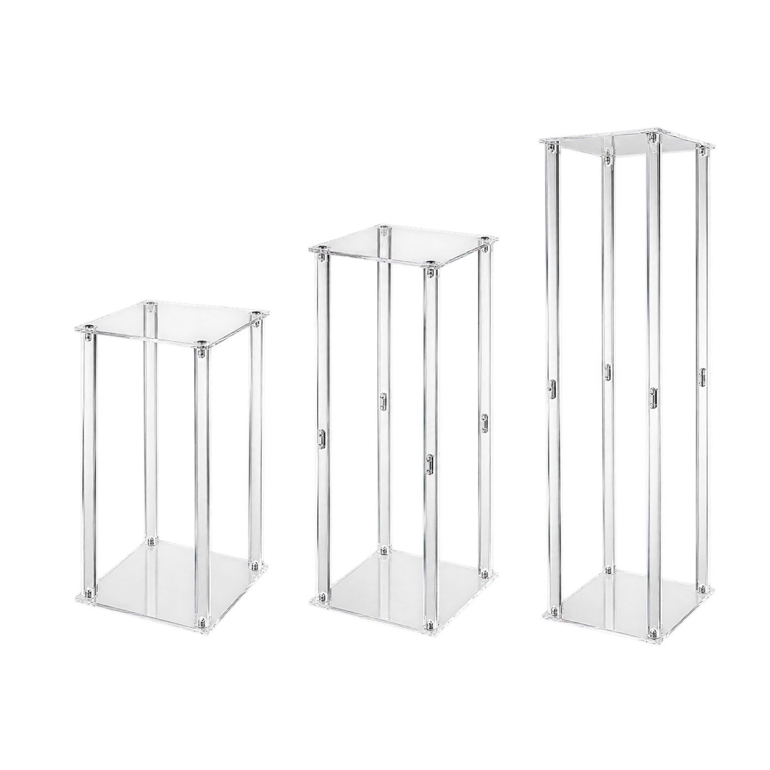 Clear Acrylic Pedestal Set – 3 Pieces